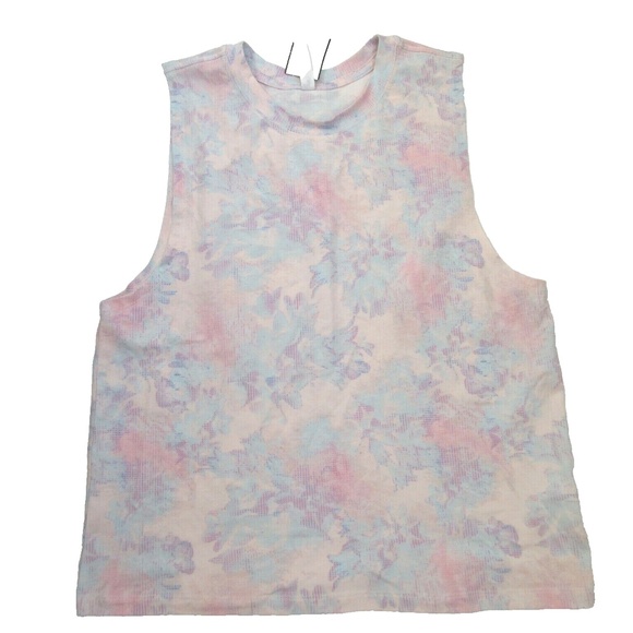 Fabletics Jade Muscle Tank Relaxed Fit Size XXS (0 - 2) Pastel Pink Floral NWT - Picture 1 of 6